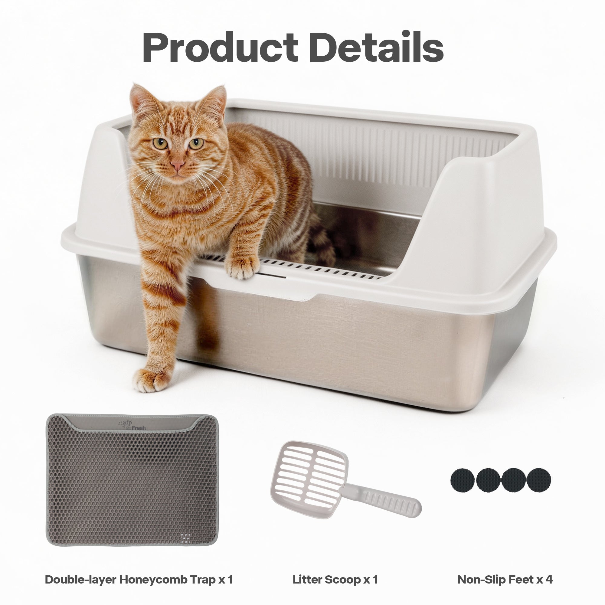 AFP Meowloo Stainless Steel Cat Litter Box (Item#2463/2464)