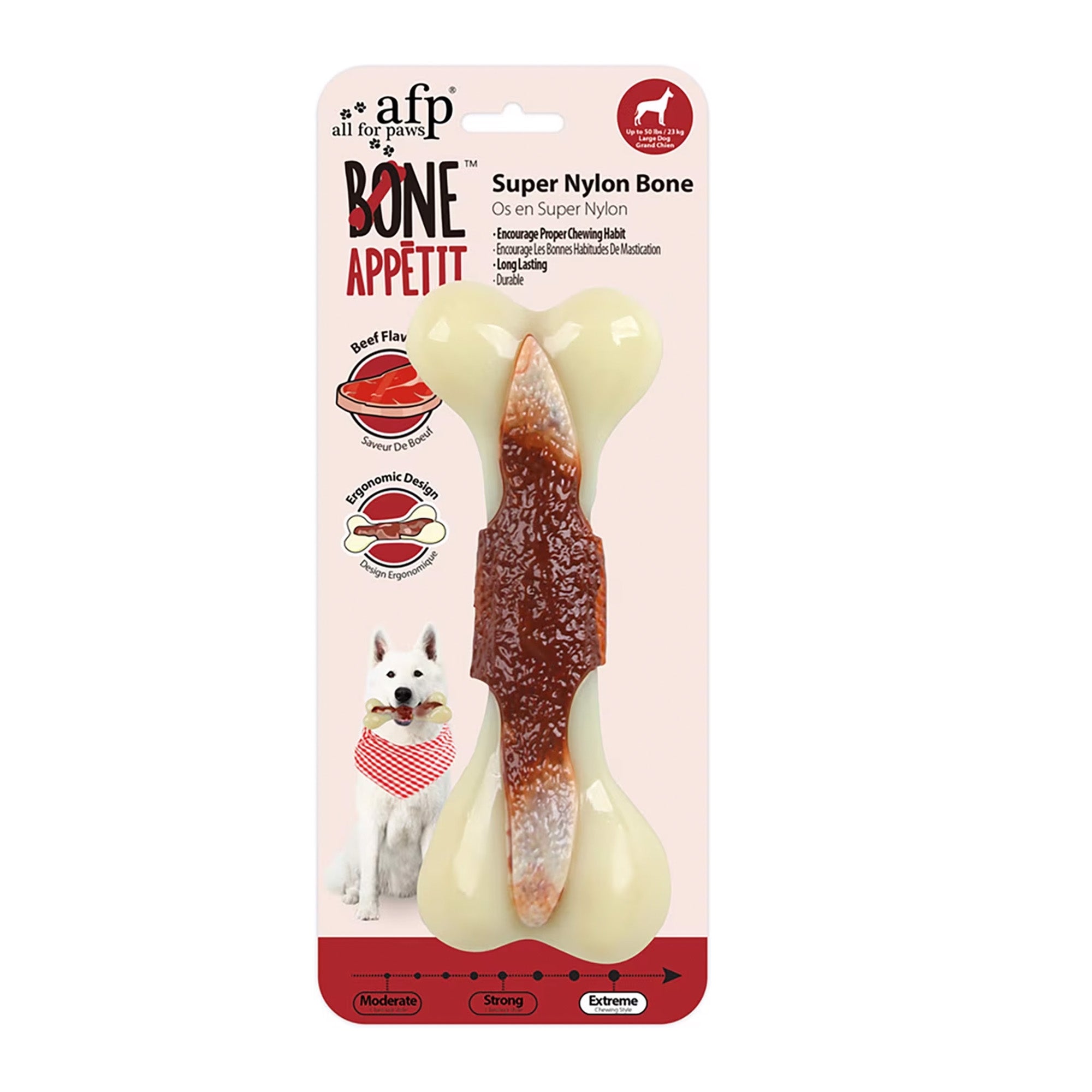 BONE APPETIT - Dog Toys - Super Nylon Bone - Beef Flavor Infused