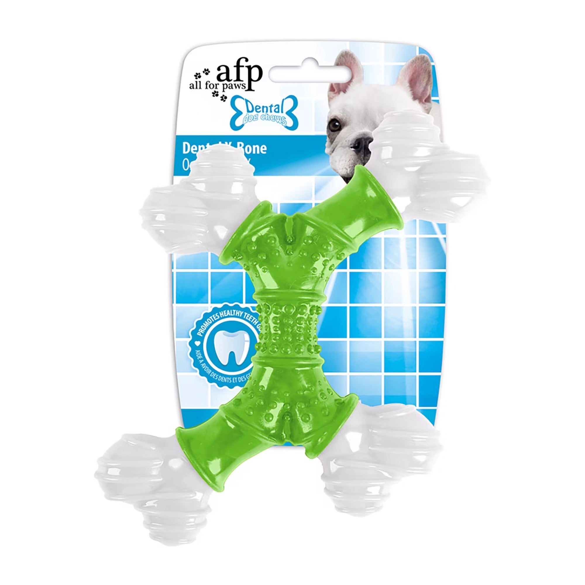 Dental X-Bone Chew Dog Toy, Green, 7.8 x 7.0 x 1.3-in