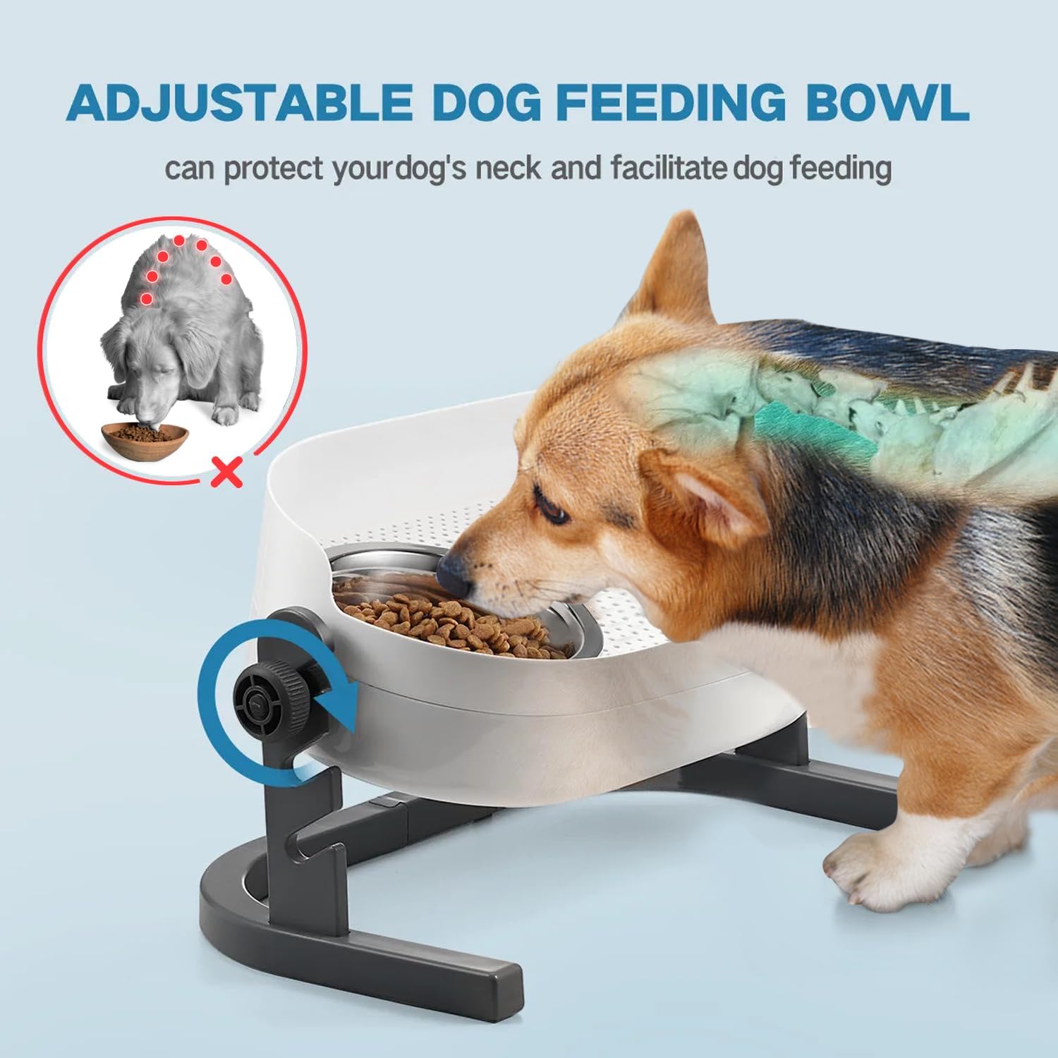 Lifestyle 4 Pet -3 In 1 Height Adjustable Stainless Steel Elevated Double Bowls