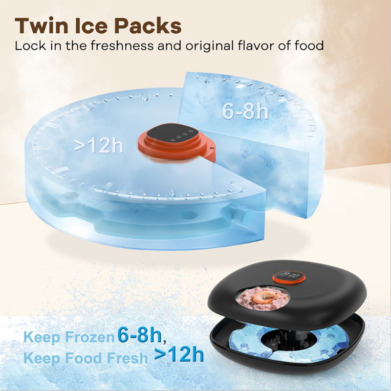 Smart 6-Meal Automatic Pet Feeder, Black, Programmable Timed Feeding for Dogs & Cats
