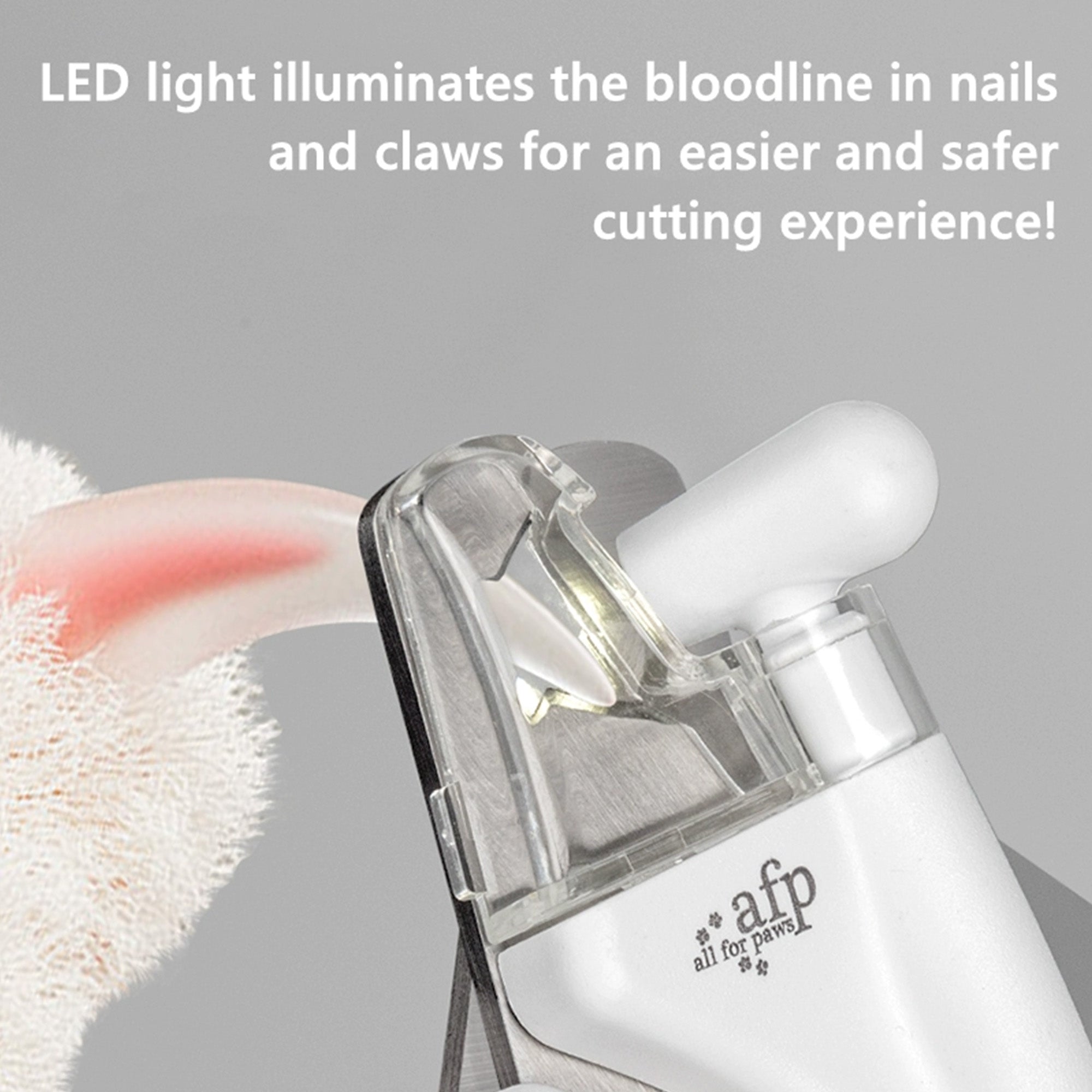 AFP LED Pet Nail Clipper | LED Light Illuminates Nail Bloodline, Sharp Stainless Blade, Built-in Nail Storage Box for Dogs, Cats & Small Animals