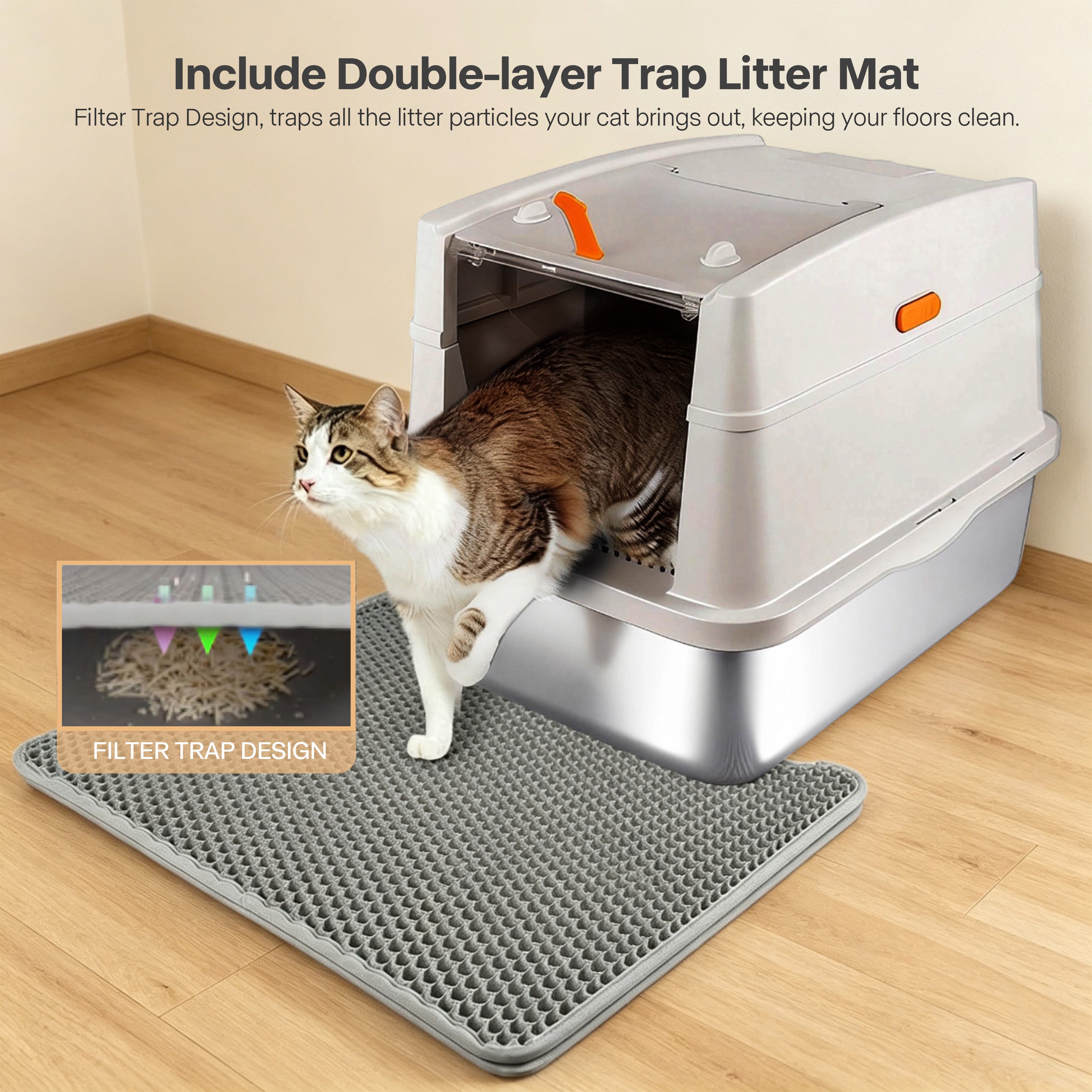 Go Fresh - Cat Litter Box Hooded Stainless Steel Base