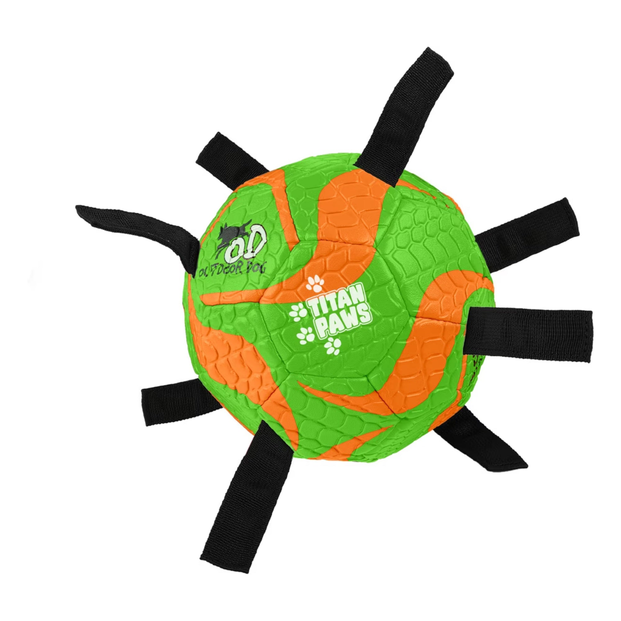Allforpaws Outdoor Action Tug Ball Dog Toy, Orange/Green